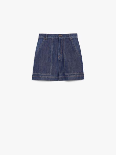 WEEKEND Max Mara NABULUS Cotton and linen denim Bermuda shorts