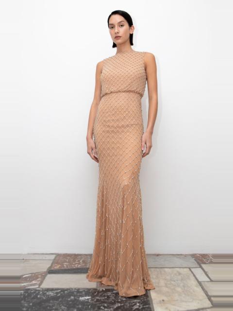 Ada Crystal-Embroidered Gown neutral