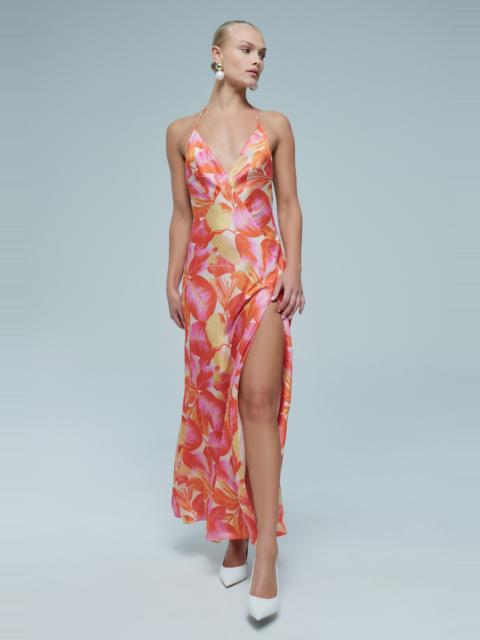 BARDOT Yve Halter Printed Maxi Dress In Hot Pink Floral