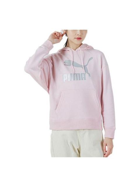 PUMA (WMNS) PUMA Large Logo Athleisure Casual Sports Hoodie Pink 535337-16