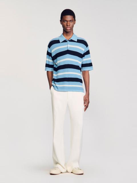 Sandro STRIPED KNIT POLO SHIRT