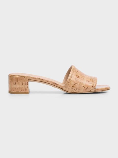 Stuart Weitzman Cayman Cork Mule Sandals