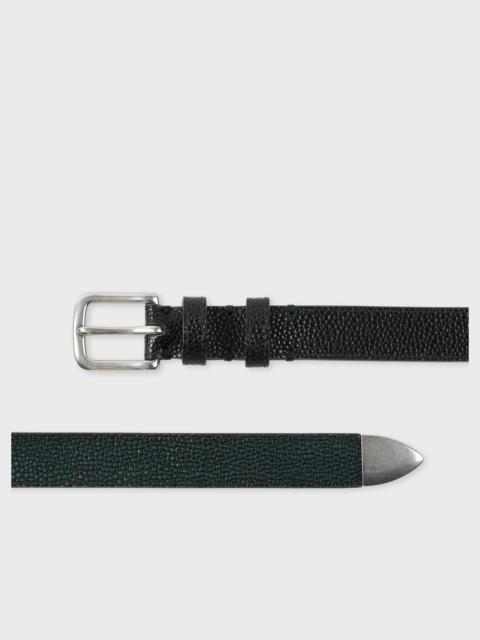 Paul Smith Dark Green Grained Leather Silver Tip Belt