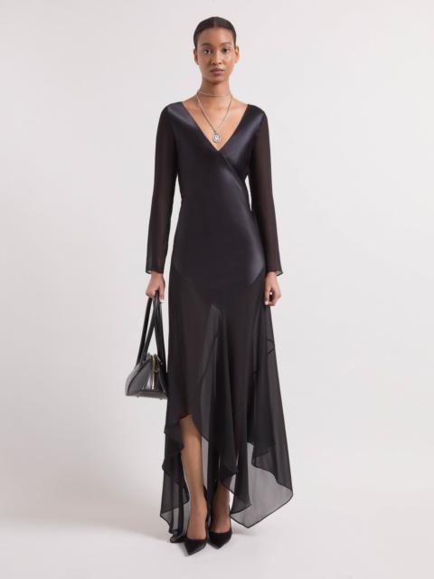 NINA RICCI Black Long Sleeved Maxi Silk Dress