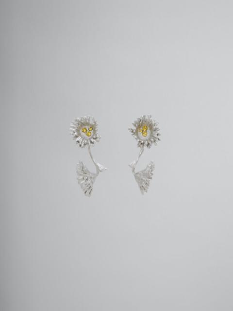 METAL DAISY EARRINGS WITH CRYSTALS