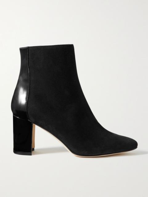 Manolo Blahnik Rosie 70 patent-leather and suede ankle boots Black