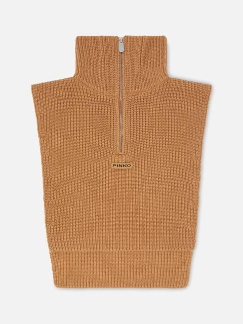 PINKO KNIT NECK WARMER WITH ZIP