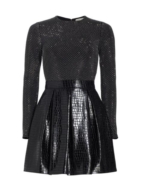 Alice + Olivia Women's Chara Crocodile-Embossed Faux Leather Minidress - Black