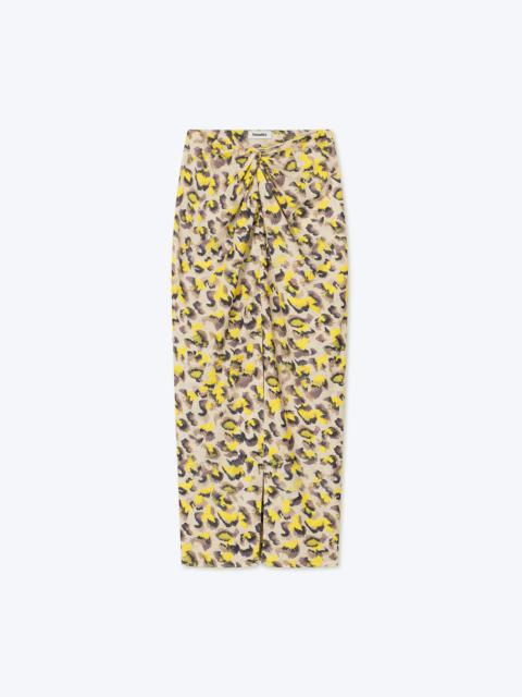 MARYA - Printed mesh-jersey skirt - Watercolor leopard