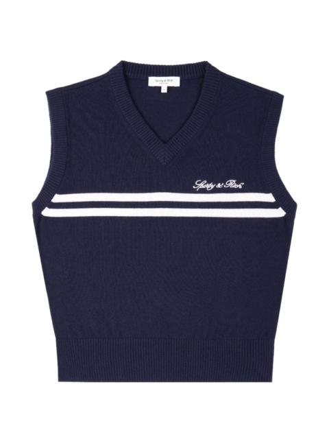Sporty & Rich Signature logo-embroidered striped cotton vest