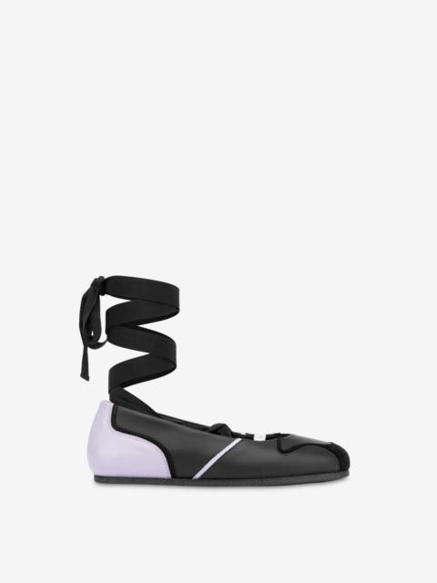 Moschino CALFSKIN AND SUEDE BALLET FLATS