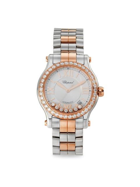Chopard Women's Happy Sport Stainless Steel, 18K Rose Gold & 2.31 TCW Diamond Bracelet Watch/36MM - Rose Gol