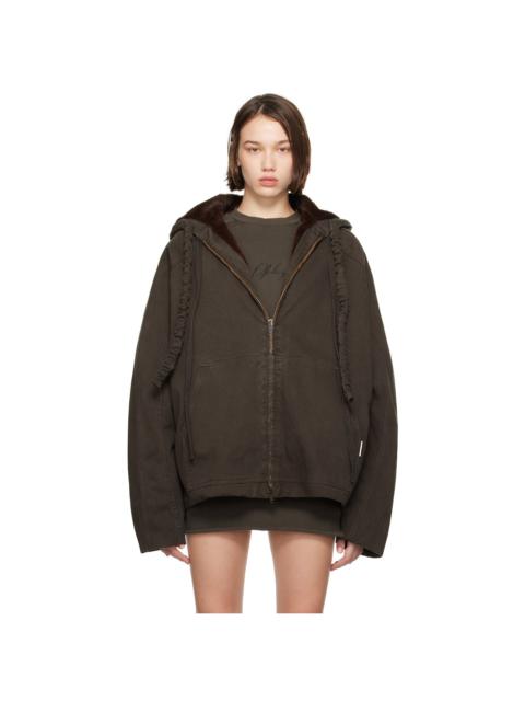 OTTOLINGER Brown Furry Denim Reversible Jacket