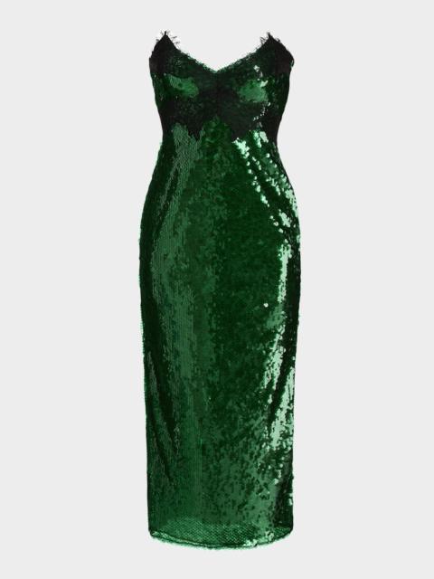 RETROFÊTE Ellen Strapless Sequin Midi Dress