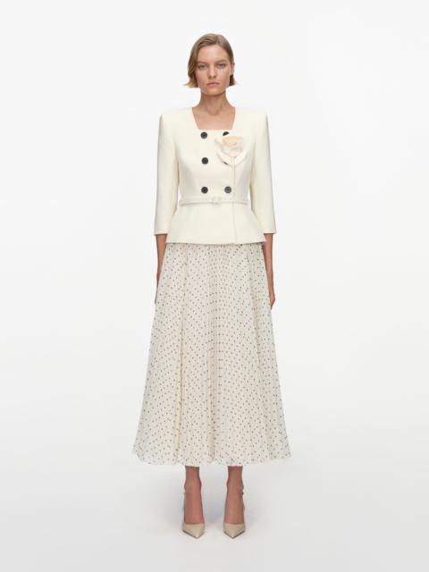 self-portrait Cream 3D Flower Polka Dot Chiffon Midi Dress