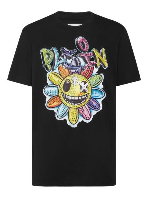 PHILIPP PLEIN Stones Smile crystal-embellished flower T-shirt