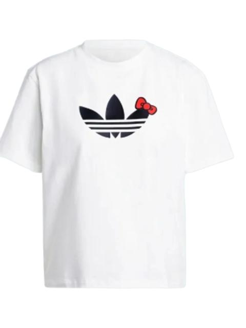 (WMNS) adidas x Hello Kitty Trefoil T-Shirt 'White Black' IX7880