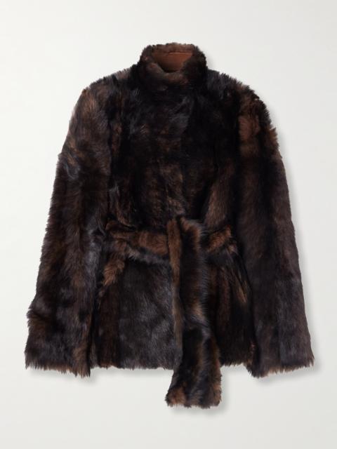 NOUR HAMMOUR Elsa Belted Shearling Jacket
