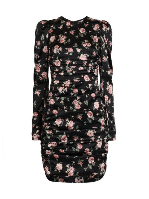 Dolce & Gabbana Women's Ruched Floral Stretch Silk Sheath Minidress - Rose Vintage F Nero