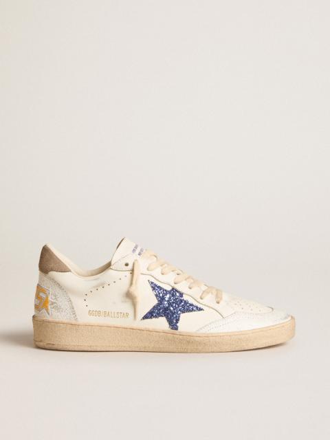 Ball Star with blue glitter star and dove-gray suede heel tab