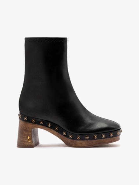Larroudé Dolly Wooden Boot Low In Black Leather