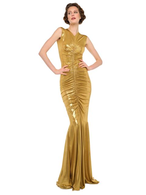 NORMA KAMALI SHIRRED FRONT FISHTAIL GOWN