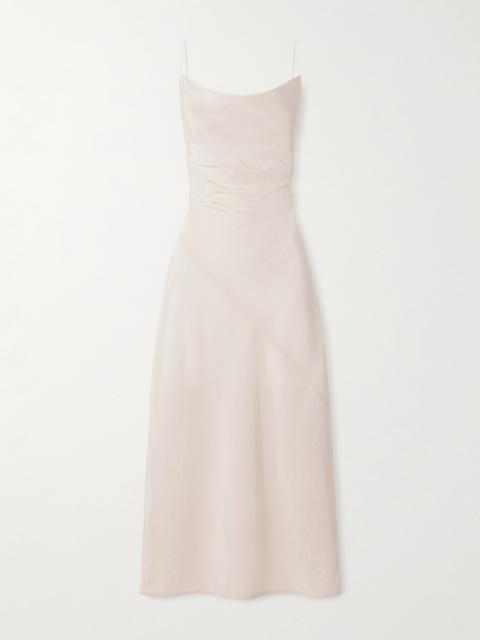 Calvin Klein Collection Jasmine Draped Wool Crepe De Chine Midi Dress