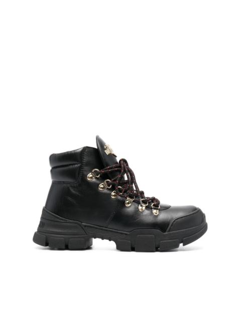 Moschino logo-plaque lace-up ankle boots