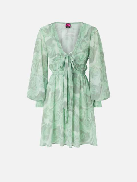 PINKO MINI DRESS WITH ROSE PRINT AND BOW