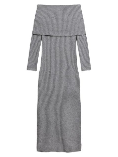 Theory Women's Off-The-Shoulder Ribbed Wool-Cashmere Maxi Dress - Grey Heather