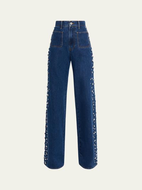 Kasey Embellished Mid-Rise Jeans