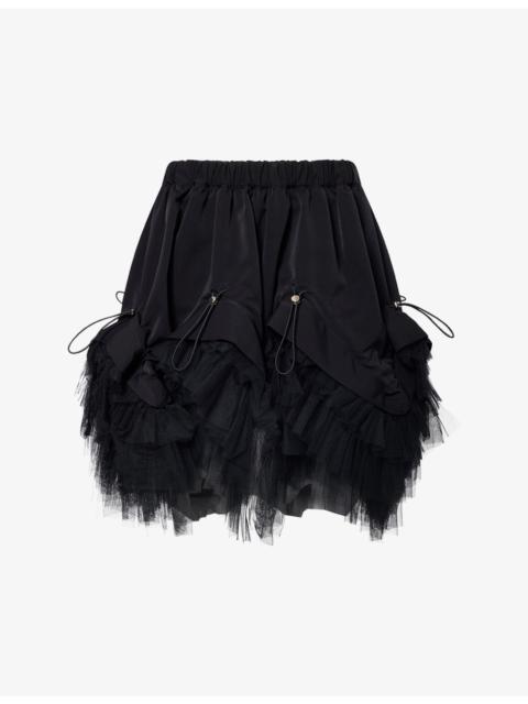 Noir Kei Ninomiya Drawstring Nylon-Tulle Mini Skirt