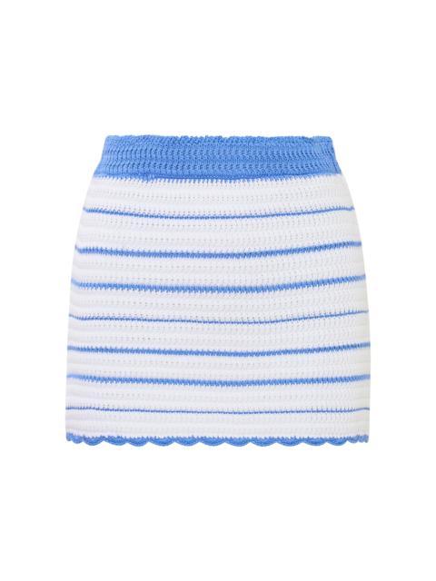 LoveShackFancy Willette Knitted Cotton Skirt blue