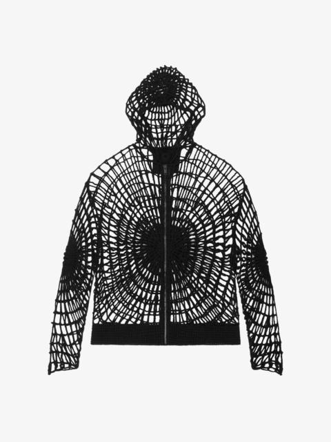Givenchy ZIPPED HOODIE IN CROCHET KNIT SPIDER WEB EFFECT