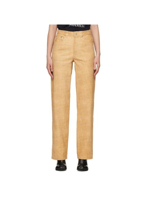 JW Anderson Beige Straight-Fit Leather Pants