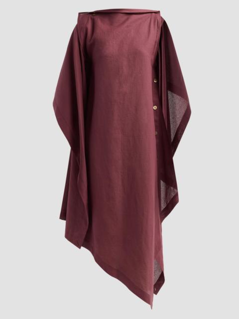 ISSEY MIYAKE Women's All Squares Asymmetric Midi Dress - Burgundy