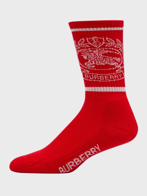 Burberry Men's EKD Cotton-Stretch Jacquard Crew Socks
