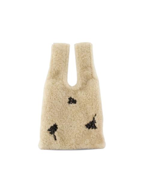 Simone Rocha crystal-embellished faux-shearling tote bag