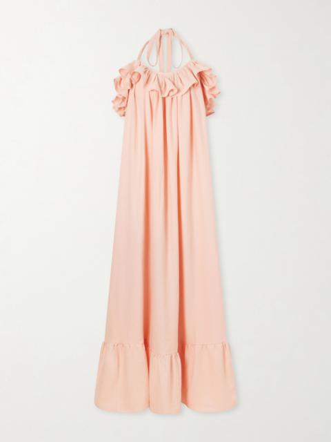 MARRAKSHI LIFE Ruffled Striped Cotton Maxi Dress