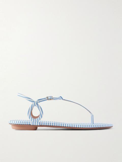AQUAZZURA Almost Bare striped leather sandals Light blue