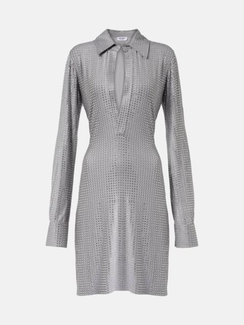 THE ATTICO Crystal-embellished jersey shirt dress