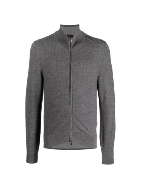 Brioni front-zip sweater