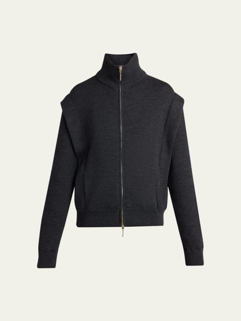 GIORGIO ARMANI Zip-Front Knit Blouson Jacket