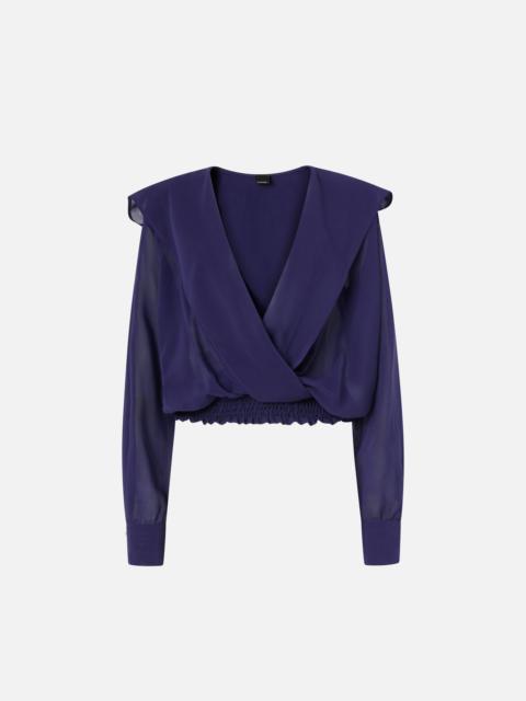 PINKO CROPPED BLOUSE WITH HOOD AND SHEER DETAILS