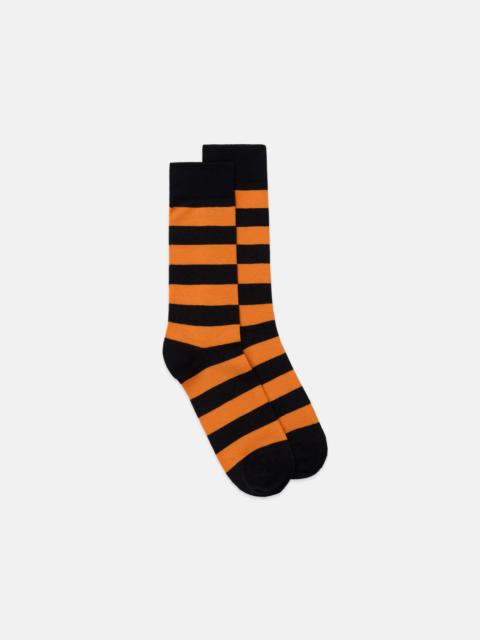 J. PRESS BLACK & ORANGE HOOP STRIPE COTTON SOCKS
