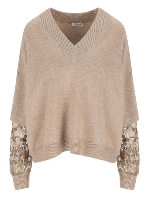 sequin-embellished cashmere sweater