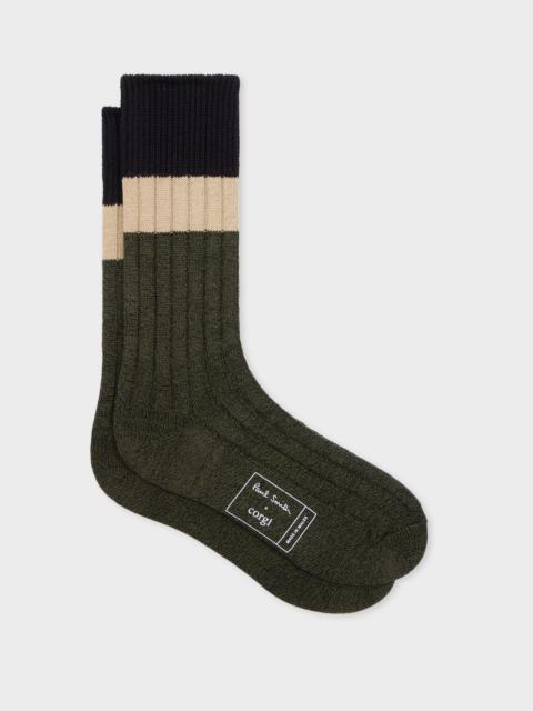 Paul Smith Black and Green Cotton Socks
