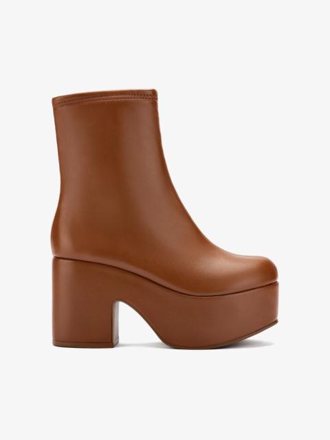 Larroudé Miso Platform Boot In Caramel Stretch Leather