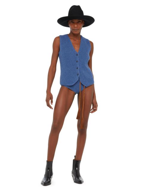 Alanui Knitted Ribbed Denim-No-Denim Vest