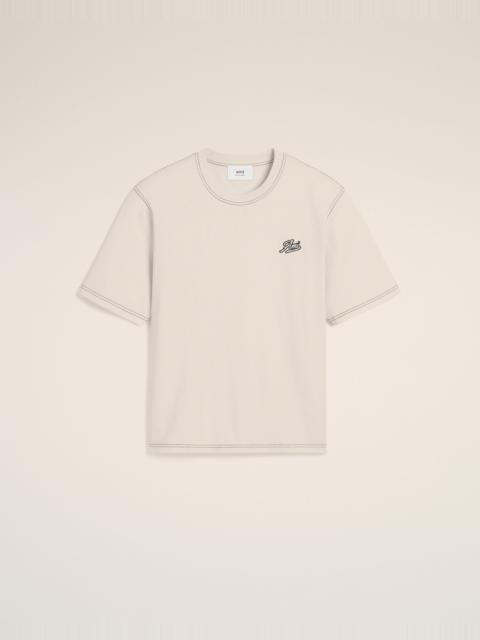 AMI Paris BEIGE COTTON AMI SIGNATURE T-SHIRT
